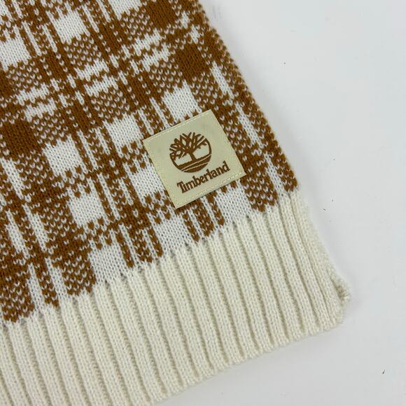 Timberland Tan Cream Plaid Winter Scarf 62x10 - Picture 3 of 5